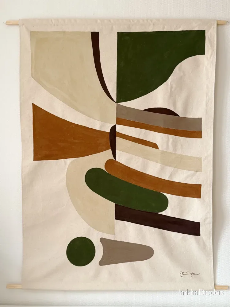 Textilkonst originalverk - Basic shapes moss green - Stor. - Bild 3