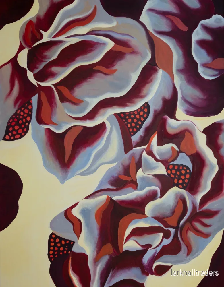 Blomma orange gul och Burgundy Print - Bild 2
