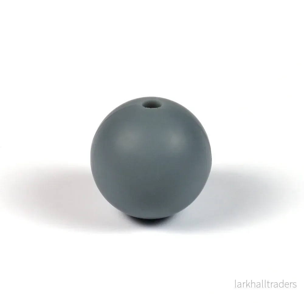 Silikonpärlor, mörkgrå, 12mm