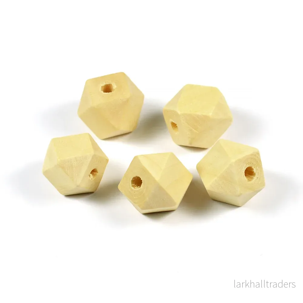 Obehandlade träpärlor, kantiga, 14mm, 5st