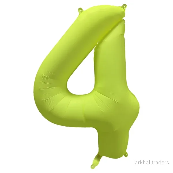 Folieballong siffra, 4 neon gul 86 cm Folieballong siffra, 4 neon gul 86 cm