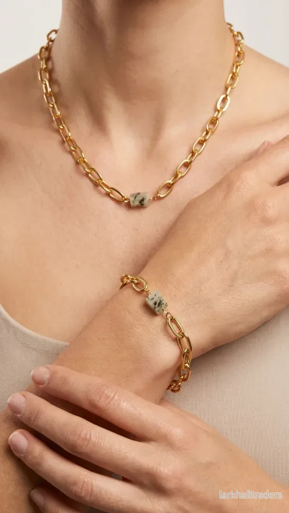 Armband med prehnit i rostfritt stål - Bild 3