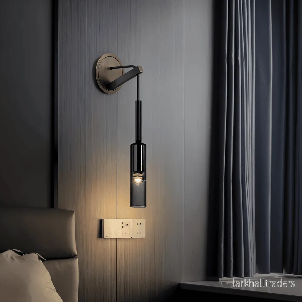 SmokyGlow – Kristallgrå Vägglampa | Minimalistisk Rökig Glasrörsdesign med Varm LED-belysning - Bild 2
