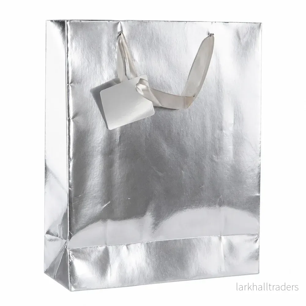 Presentpåse, silver 35x23 cm