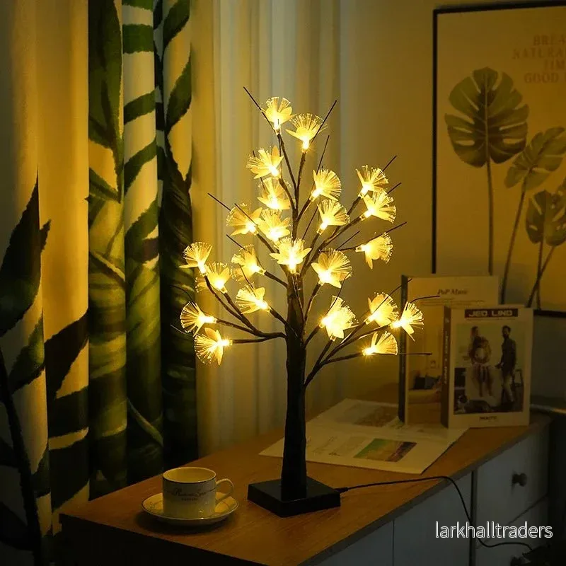 BloomAura – Vit blomträdslampa med varmvit belysning och USB/batteridrift - Bild 3