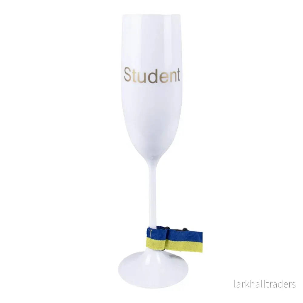 Champagneglas student guld med band, 24 cm