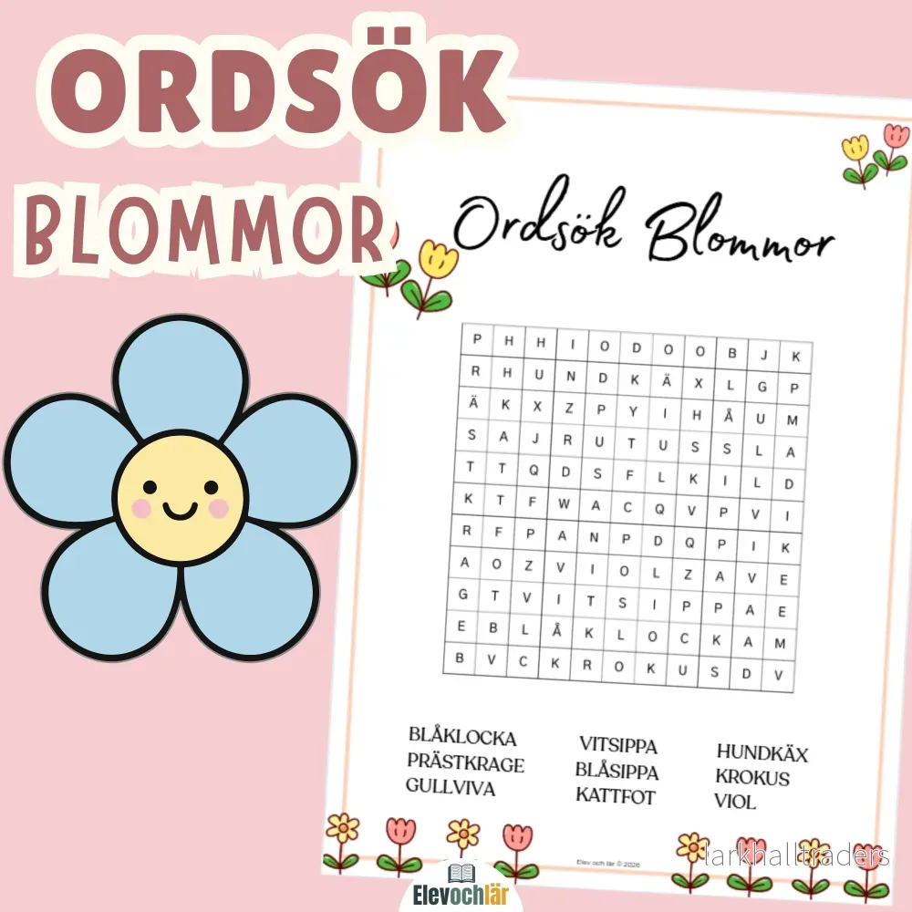 Ordsök blommor + facit Ordsök blommor + facit