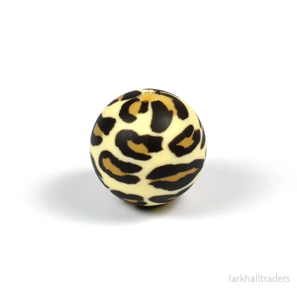Silikonpärlor, leopard, 15mm