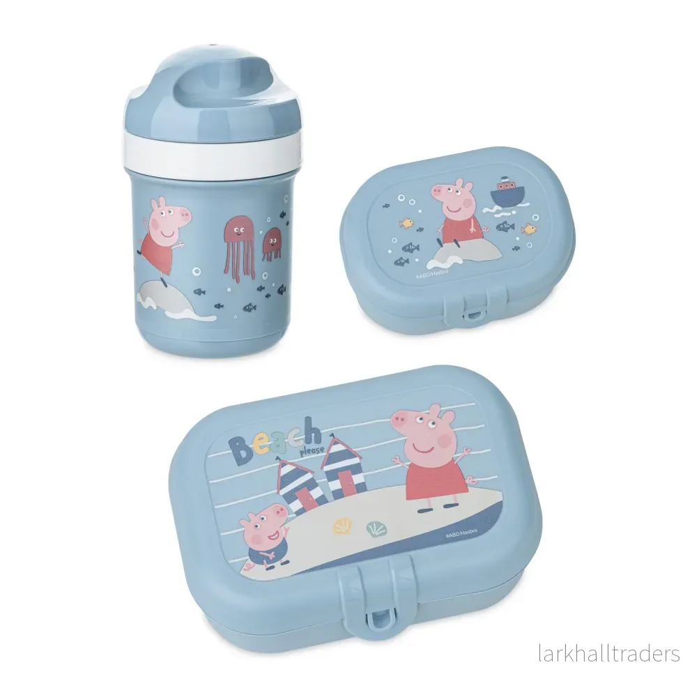 Matlådeset Peppa pig waves to go set om 2 lunchlådor + vattenflaska 20 cl