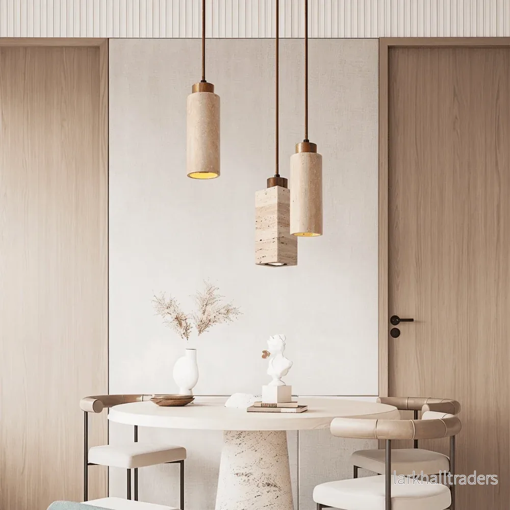 MarbLuxe – Cylindrisk Marmor Pendellampa med Koppardetaljer MarbLuxe – Cylindrisk Marmor Pendellampa med Koppardetaljer