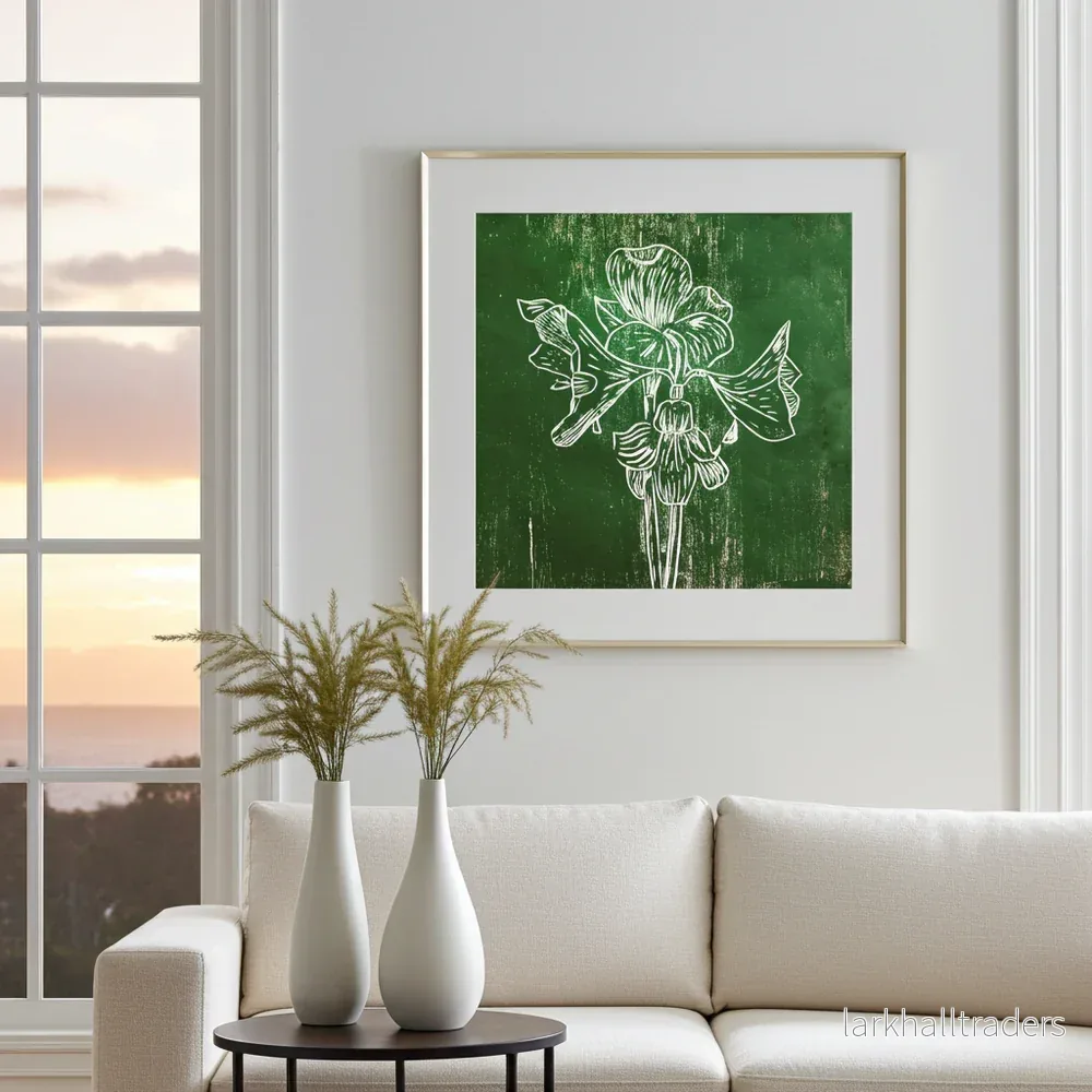 Fine Art Print Blommig Grön - Green Amaryllis | Museumskvalitet - Bild 2