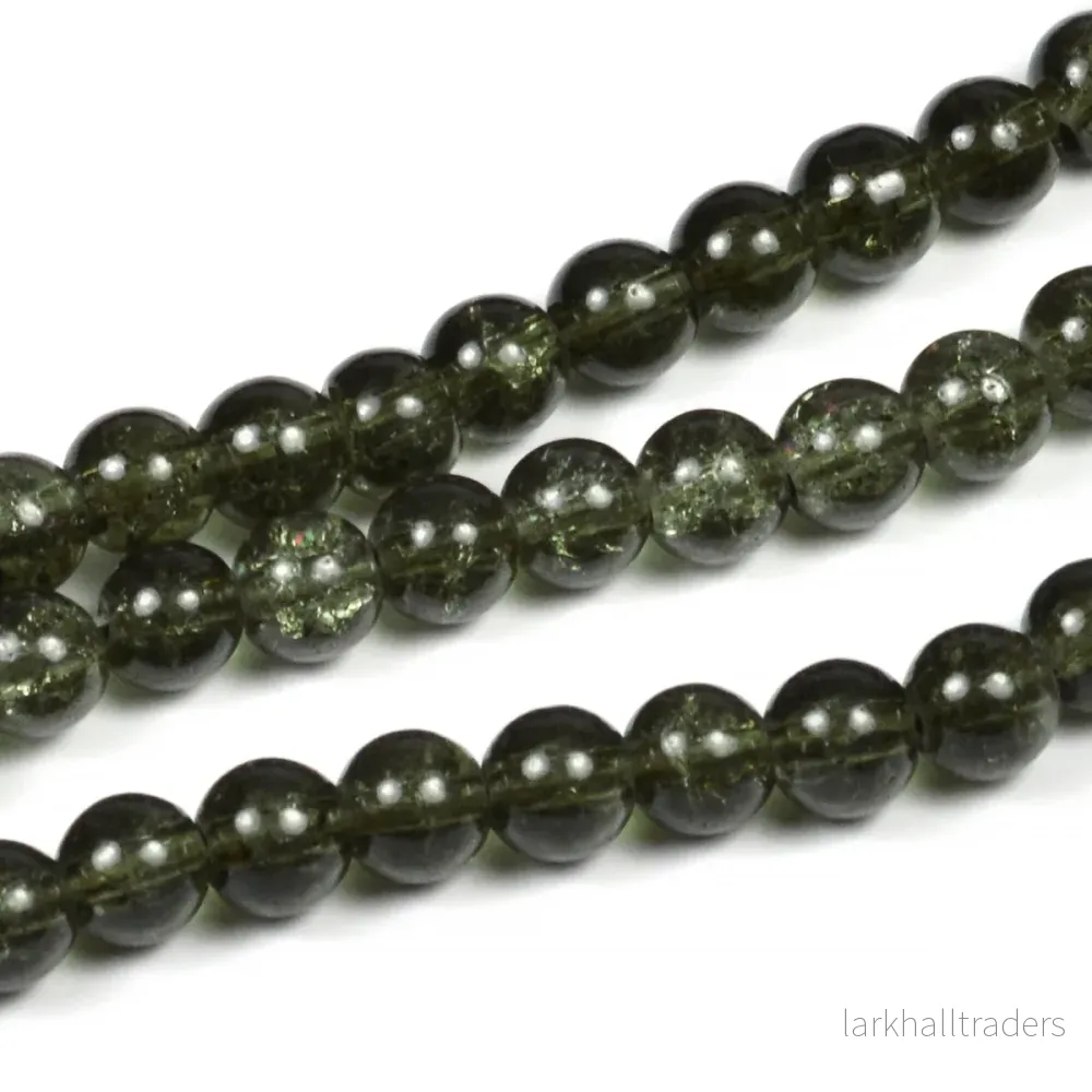 Krackelerade glaspärlor, mullvadsgrå, 6mm Krackelerade glaspärlor, mullvadsgrå, 6mm