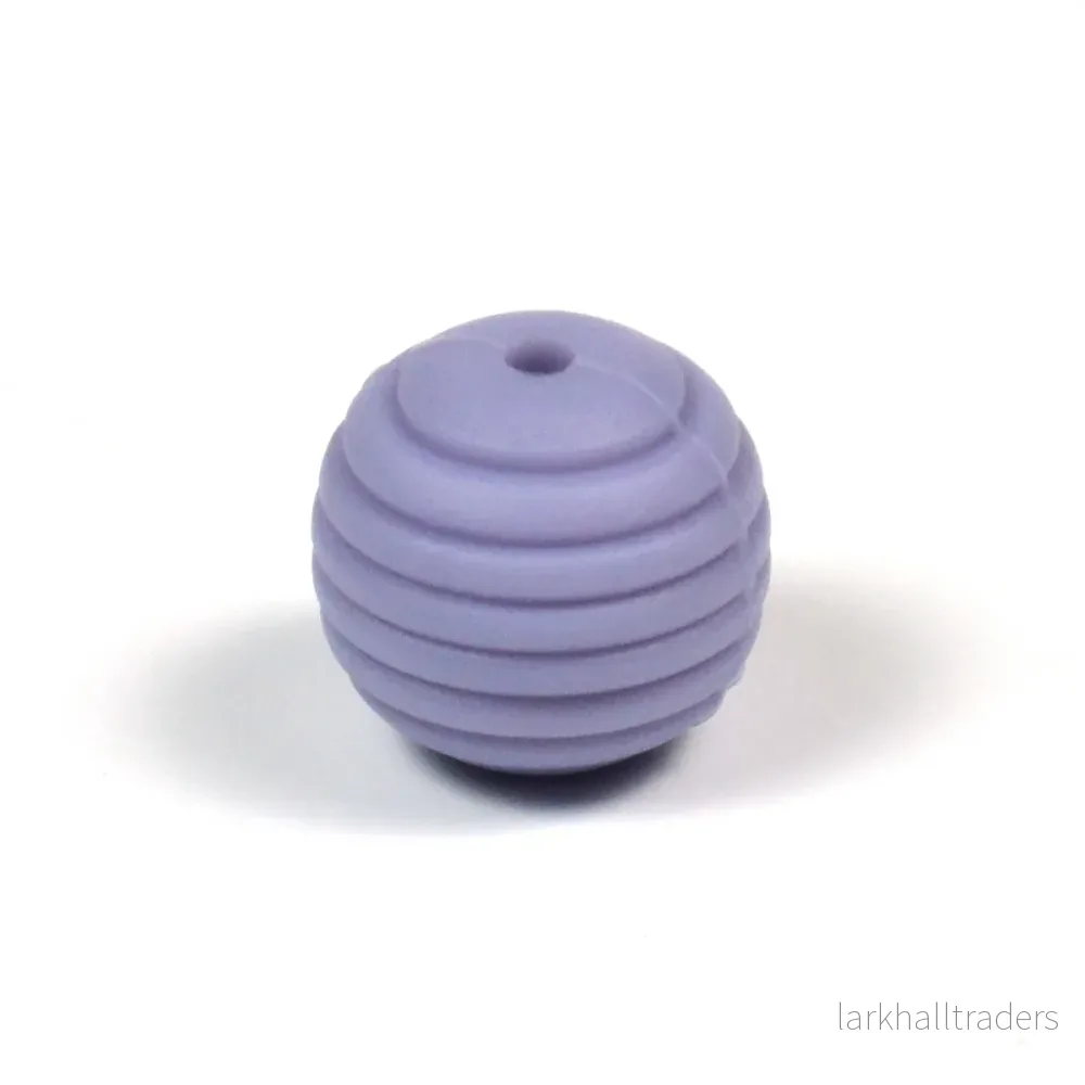Räfflad silikonpärla, duvblå, 15mm