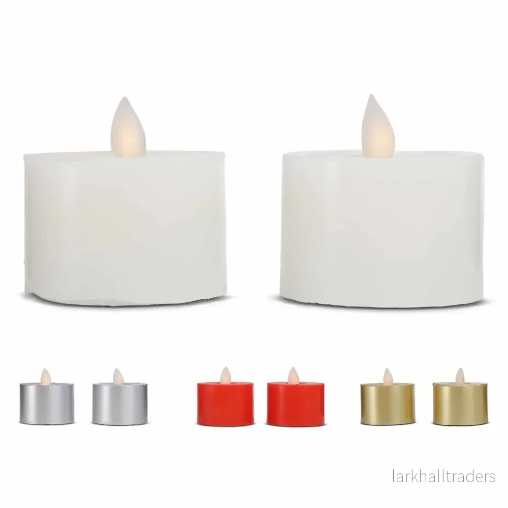 LED värmeljus stearin – 2 st. – 3 cm – m/rörlig låga – (flera färger)