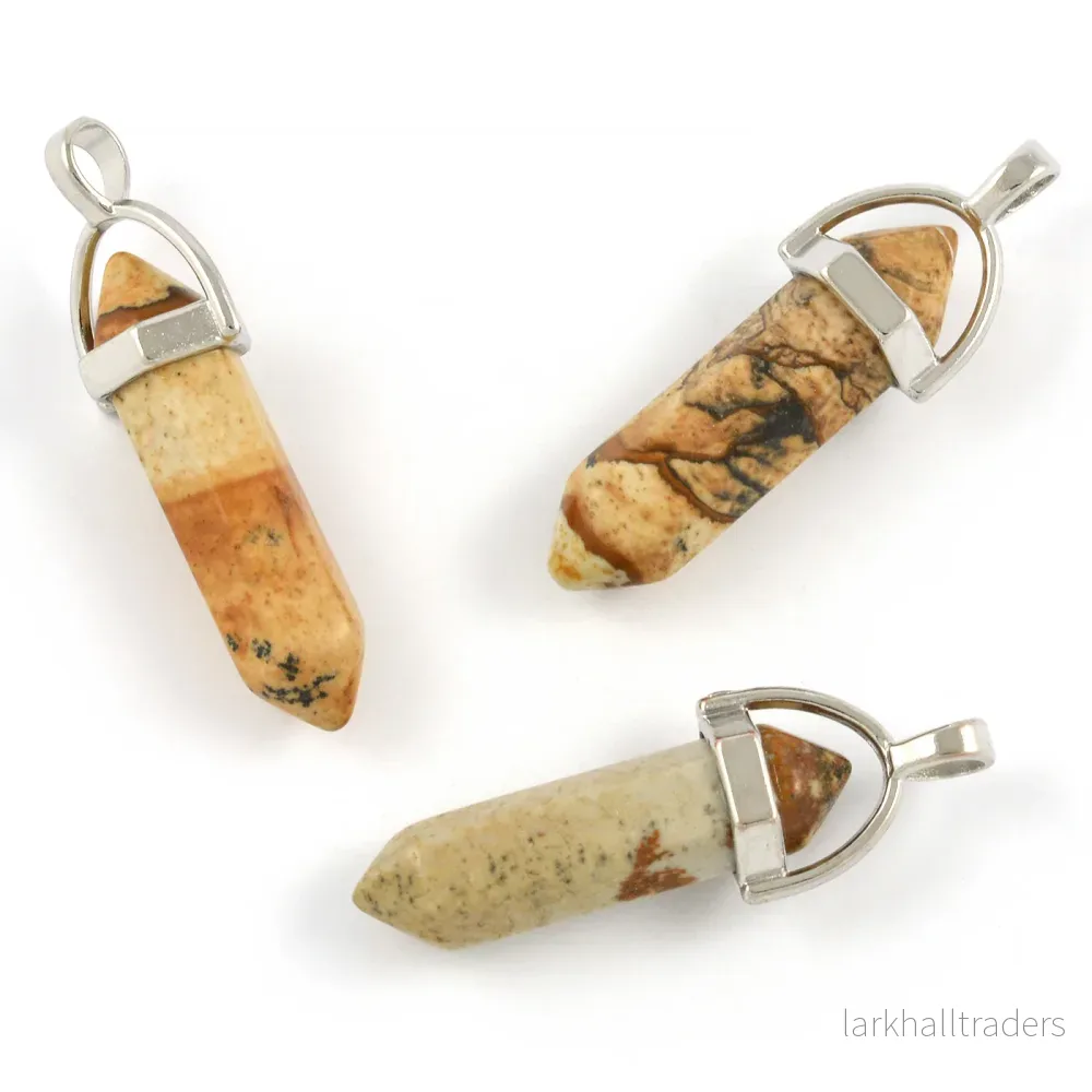 Berlock, bullet av picture jaspis, 32mm, 1st - Bild 2