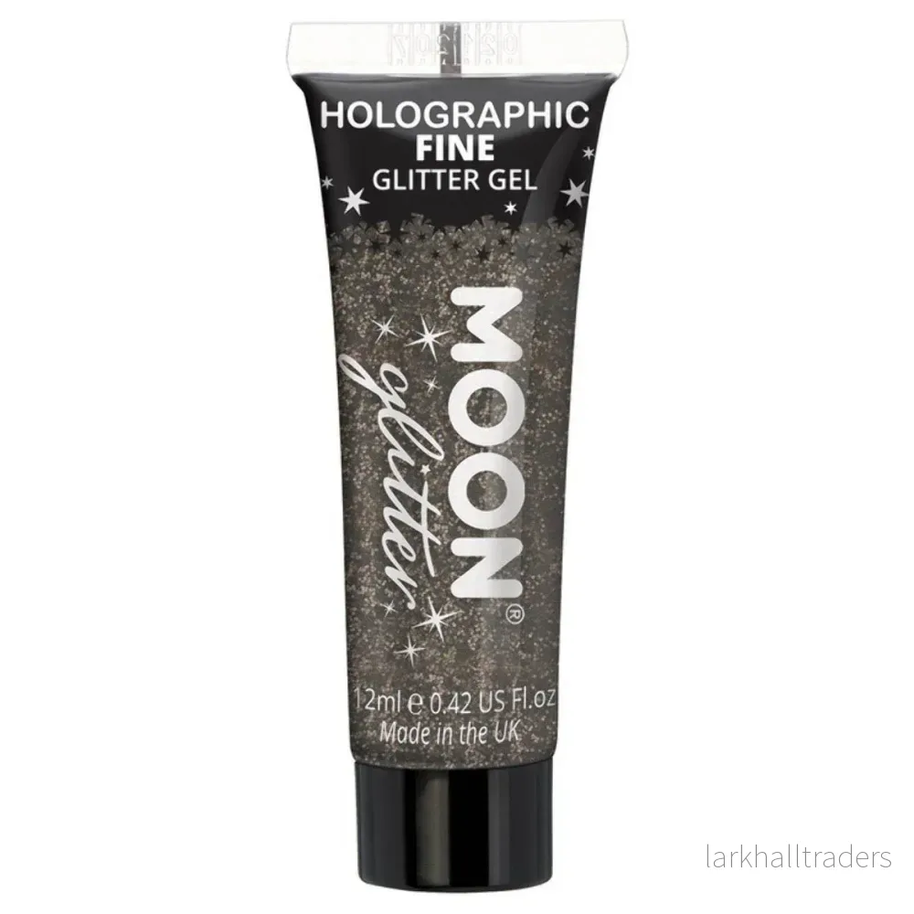 Moon Glitter Holographic Fine Glitter Gel, svart 12 ml
