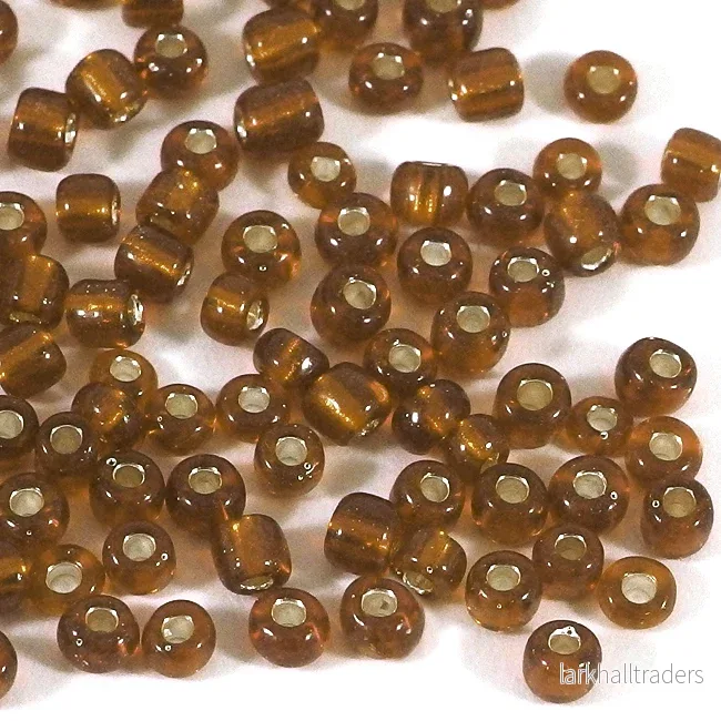 Seed Beads, 4mm, silverlined brun, 30g Seed Beads, 4mm, silverlined brun, 30g