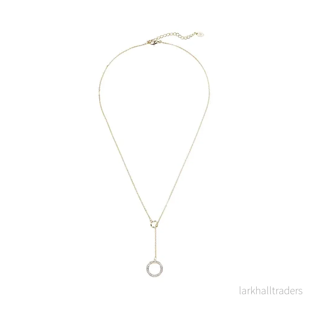 Halsband, guld- eller silverfärgad, hänge formad som ring med små stenar, justerbar - Bild 2