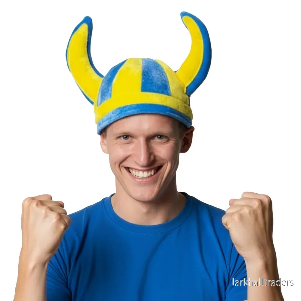 Vikingahjälm, blå/gul mjuk Vikingahjälm, blå/gul mjuk