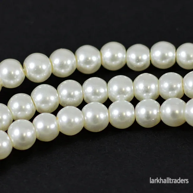 Vaxade glaspärlor, ivory, 6mm