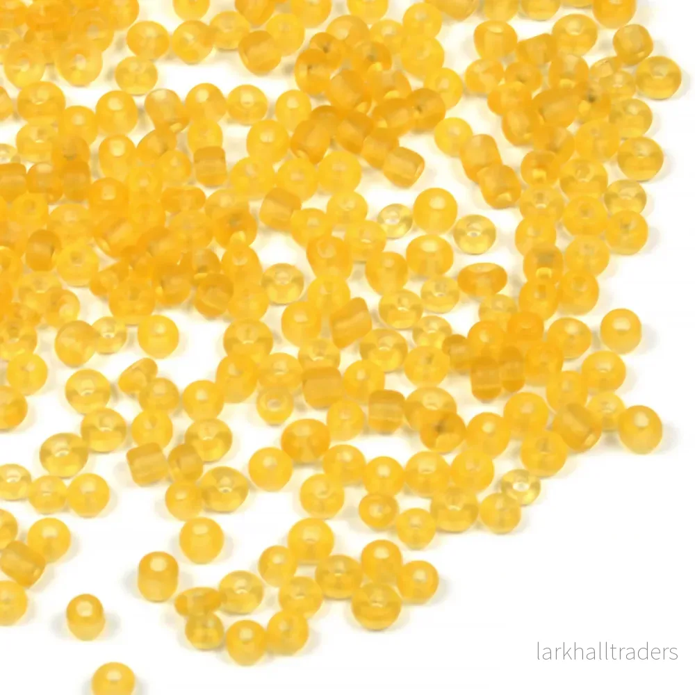 Seed Beads, 2mm, frostad-transparent bärnsten, 30g Seed Beads, 2mm, frostad-transparent bärnsten, 30g