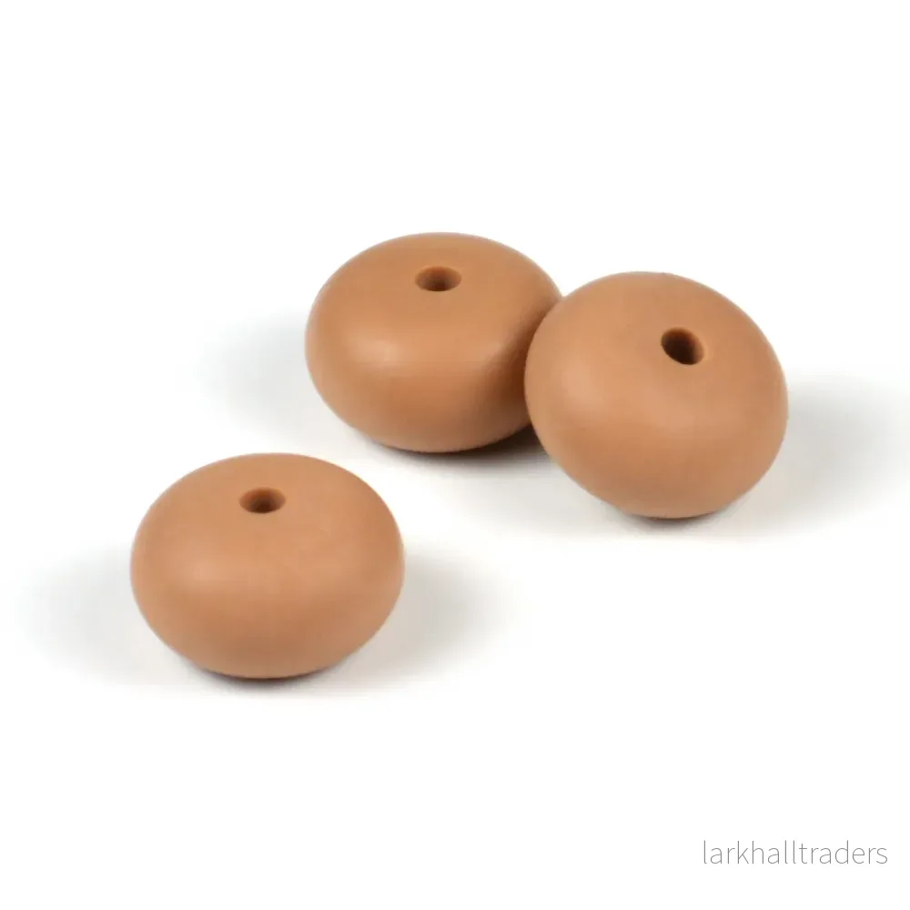 Abacus silikonpärlor, nougat, 3st Abacus silikonpärlor, nougat, 3st