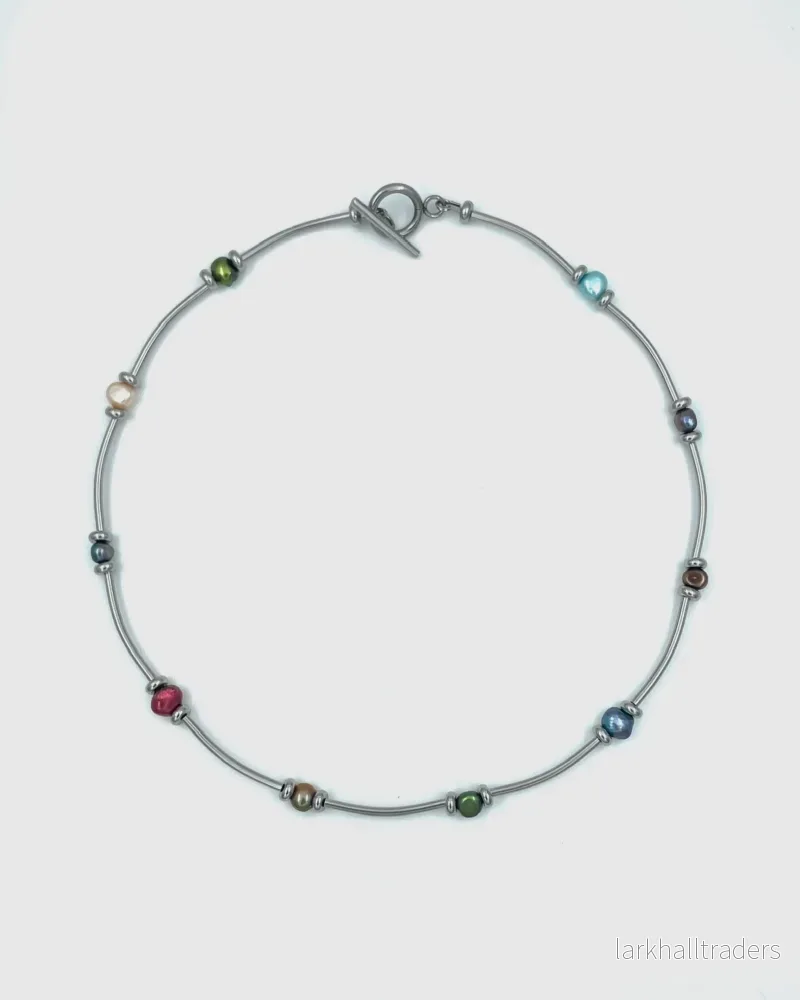 Färgglatt sötvattenspärlhalsband