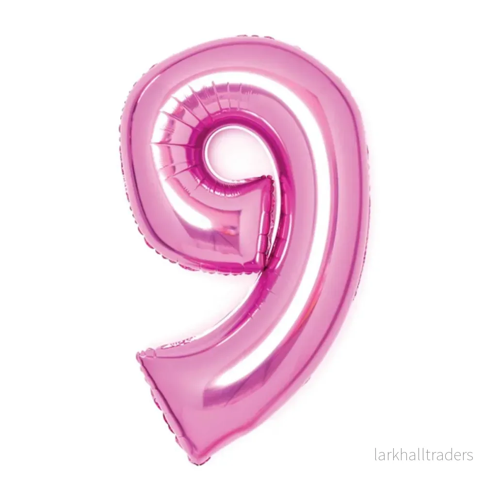 Folieballong, siffra 9 rosa 66 cm