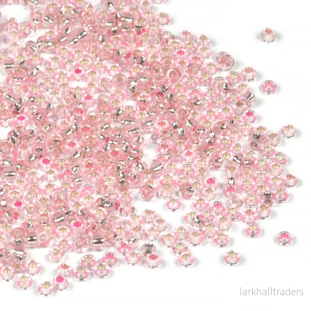 Seed Beads, 2mm, silverlined ljusrosa, 30g Seed Beads, 2mm, silverlined ljusrosa, 30g