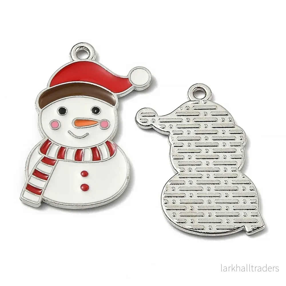Berlock med emalj, snögubbe, 16x23mm, 2st