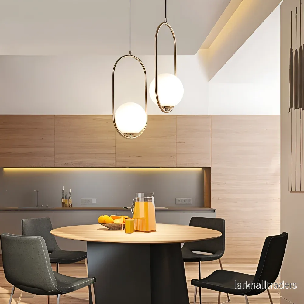 Eclipsera – Modern Guld Ellips Pendellampa med Glaskula - Bild 2