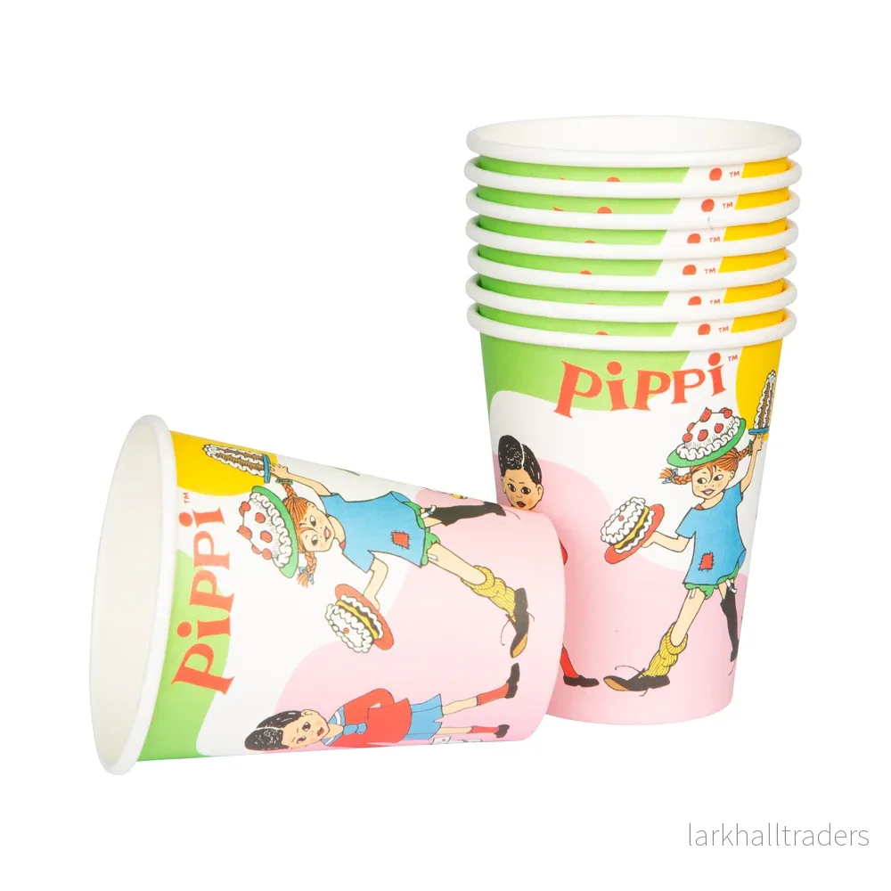 Pappersmuggar, Pippi Långstrump 200 ml 8 st Pappersmuggar, Pippi Långstrump 200 ml 8 st