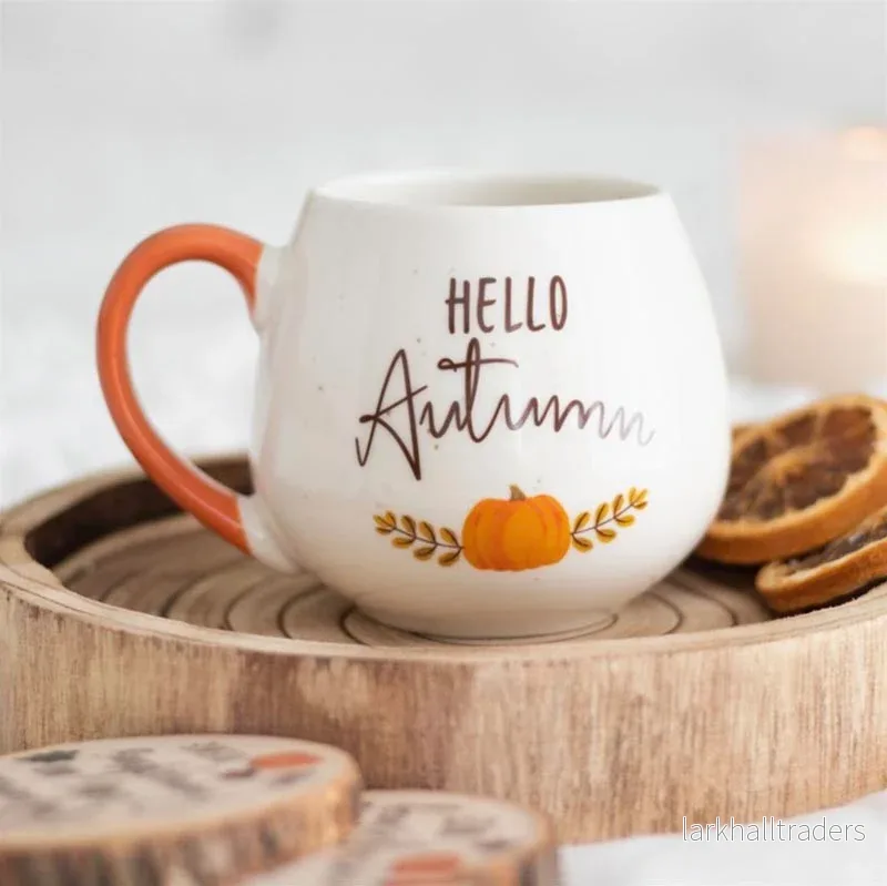 Rundad mugg – Hello Autumn | Vit