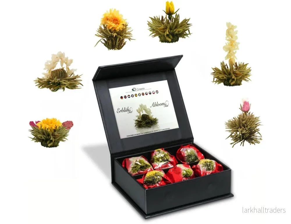 Creano Tea Flowers Mix Blommande vitt te i trähjärta