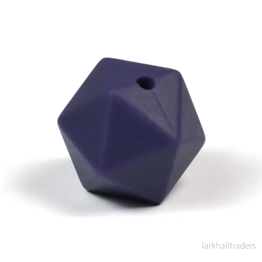 Kantig silikonpärla, blålila, 16mm Kantig silikonpärla, blålila, 16mm