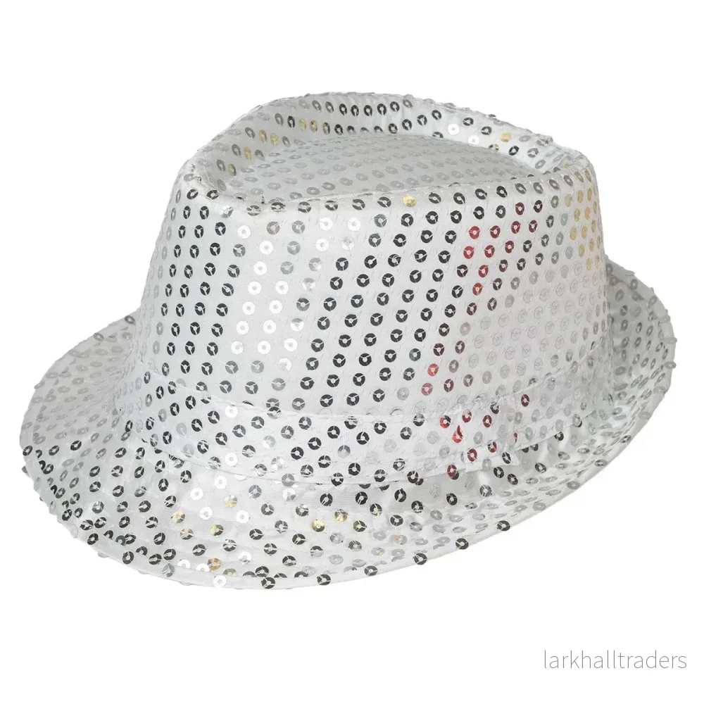Glitterhatt, fedora silver