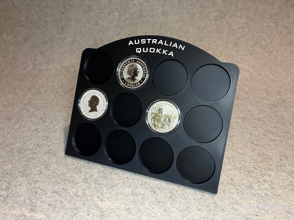 Displayställ för 12 st 1 oz Australian Quokka-silvermynt Displayställ för 12 st 1 oz Australian Quokka-silvermynt