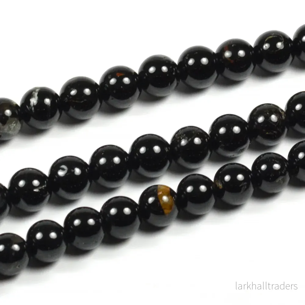 Turmalin pärlor, svart, 6mm Turmalin pärlor, svart, 6mm