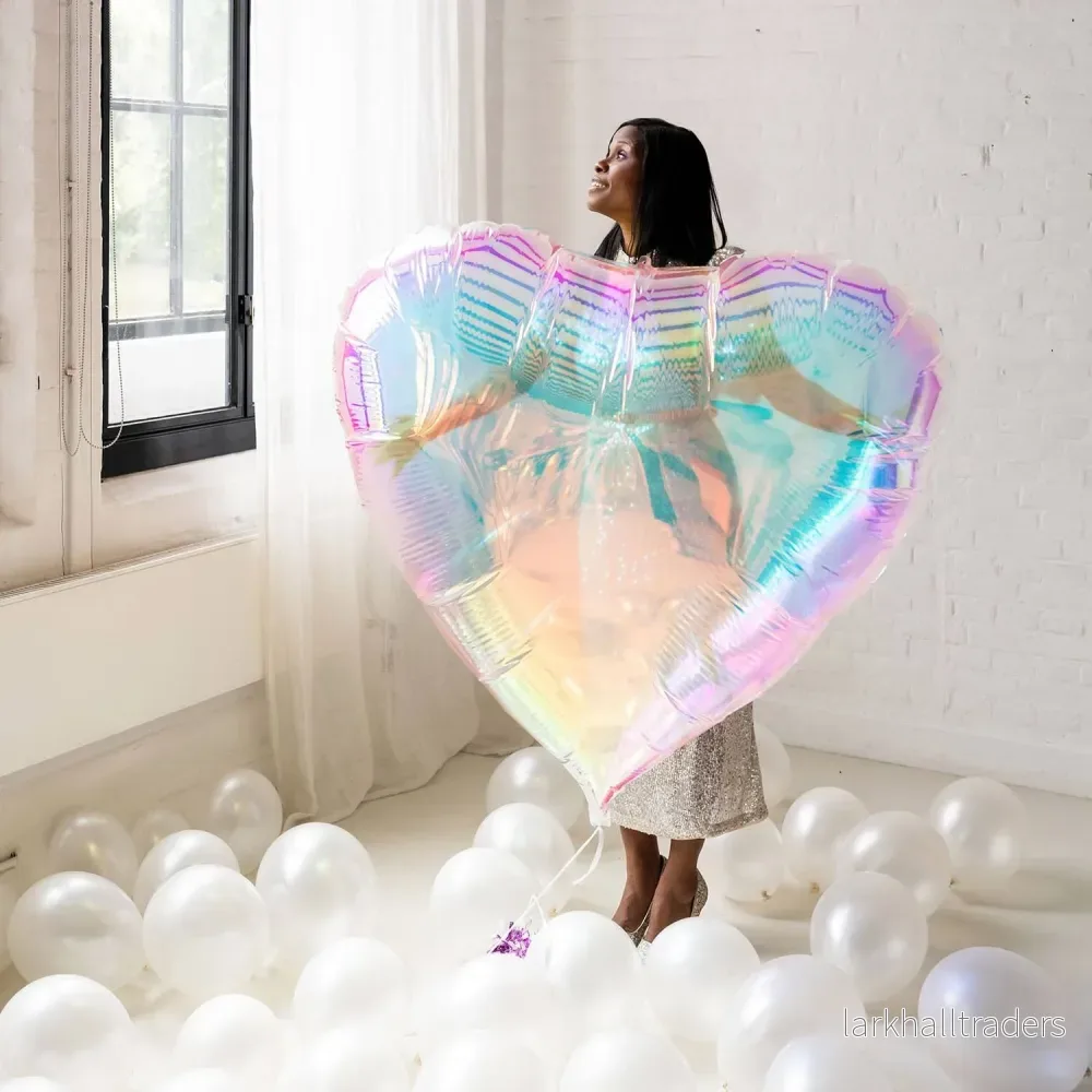 Folieballong, hjärta iridescent XXL 103x107 cm - Bild 2