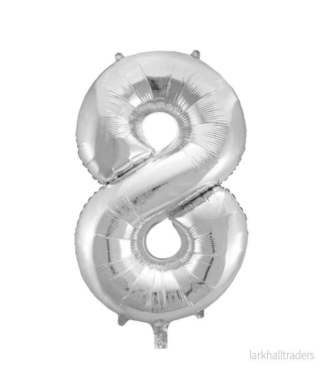 Folieballong, siffra 8 silver 86 cm