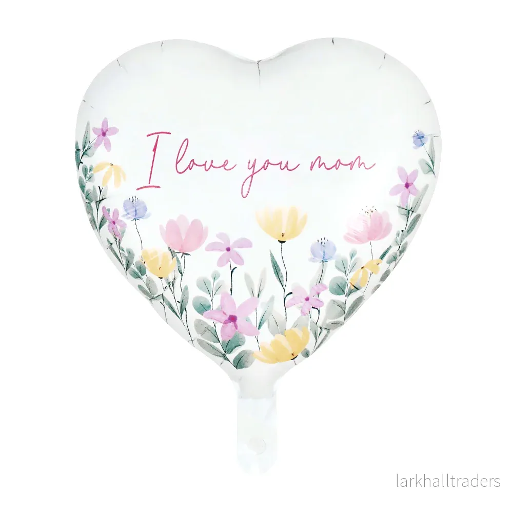 Folieballong, I love you mom vit 46 cm