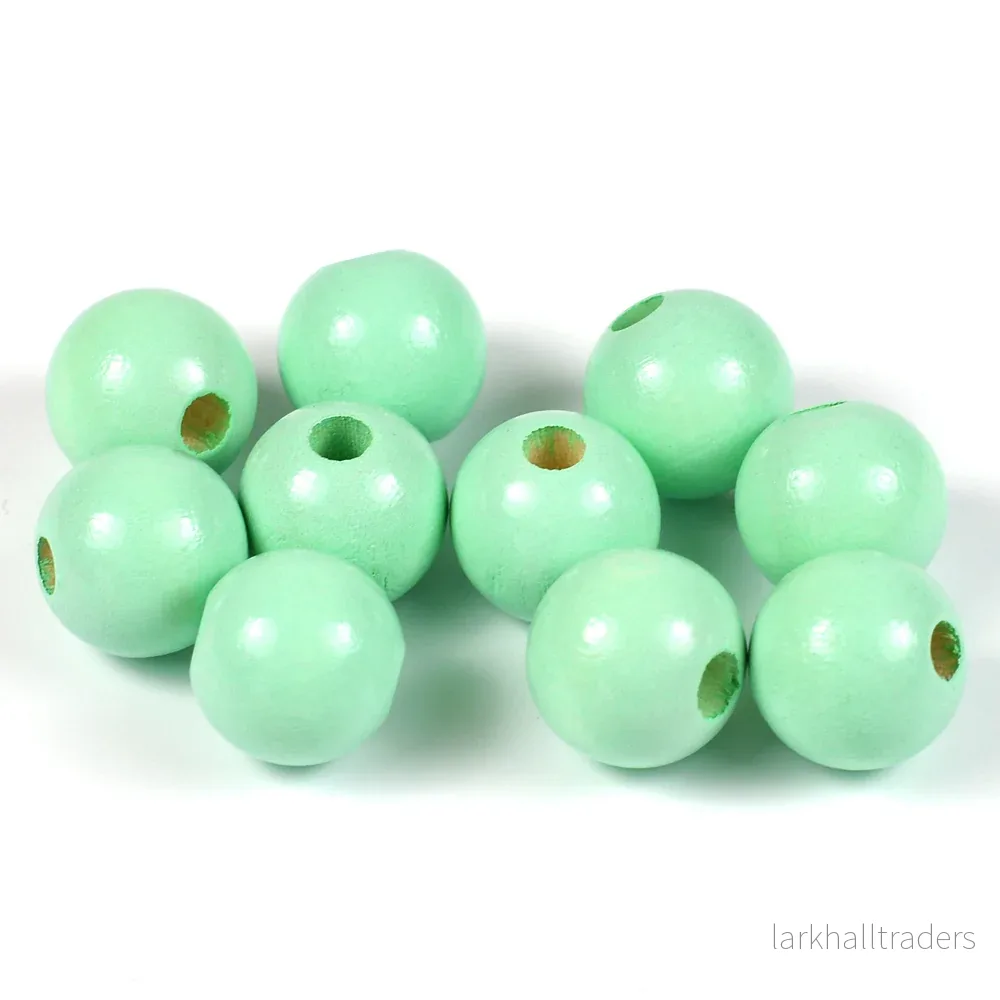 Träpärlor, 12mm, mint, 35st Träpärlor, 12mm, mint, 35st