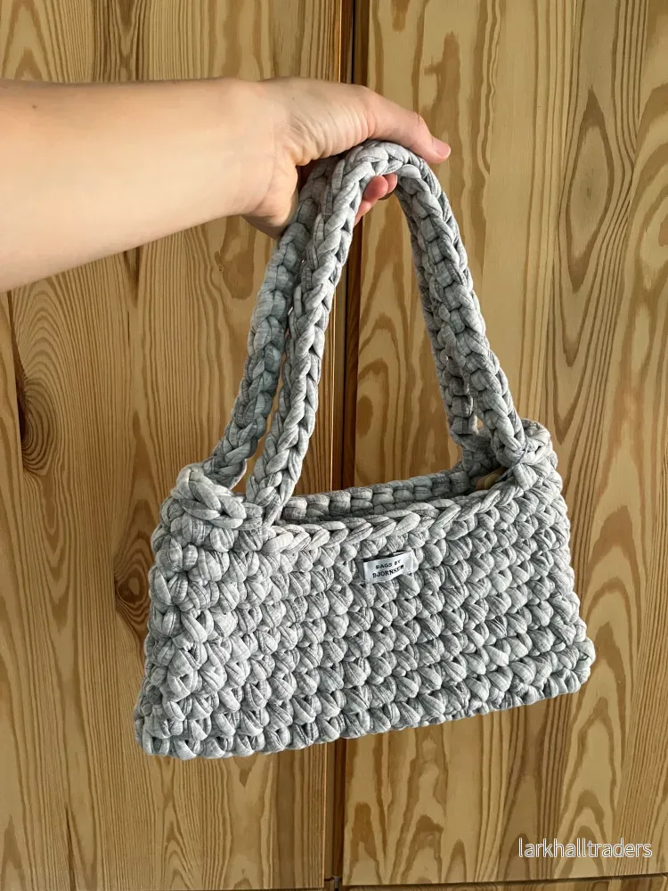 Malin: double grey - Virkad Väska
