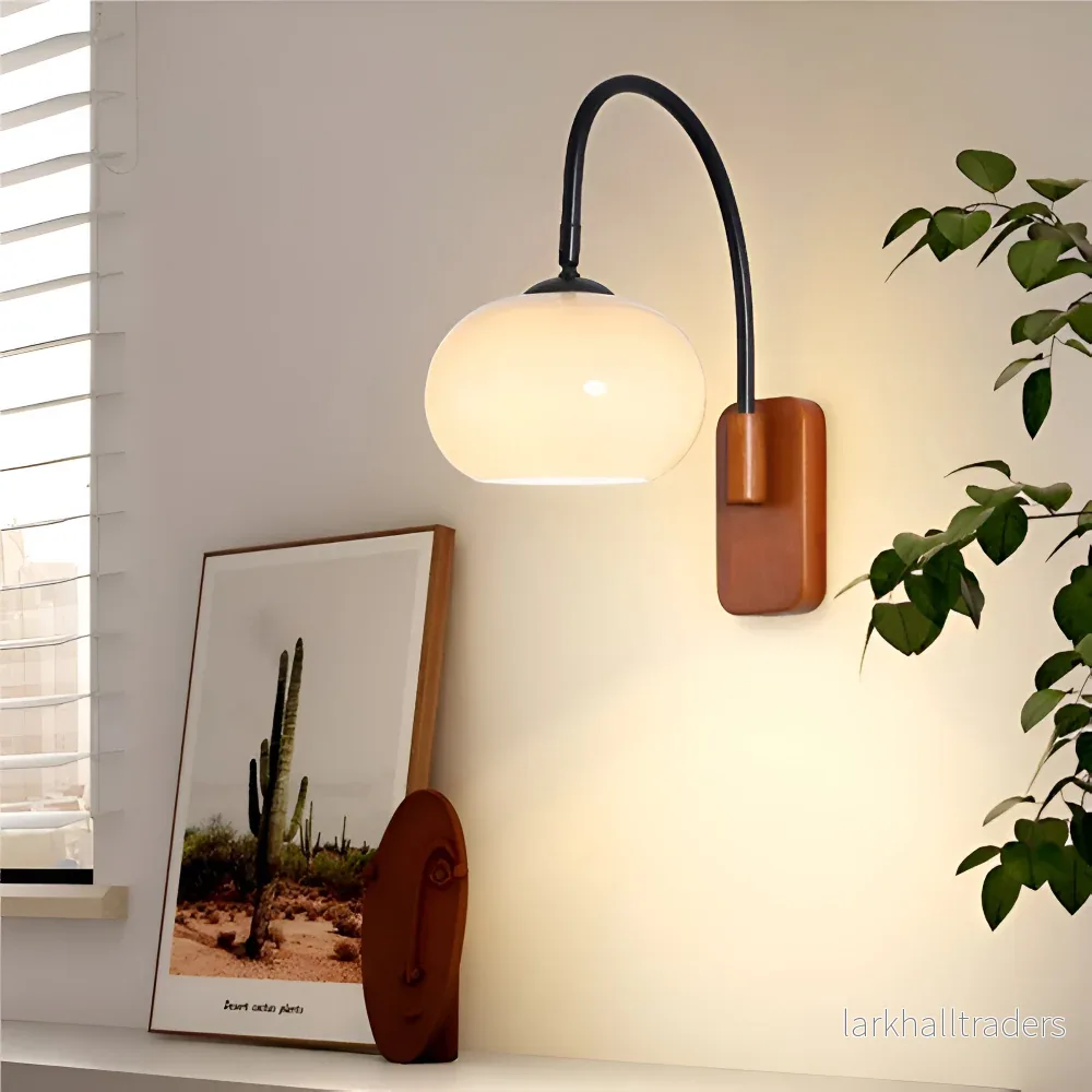 Solara – Vägglampa i Persimonfärgat Glas med Bauhausdesign för Sovrum - Bild 3