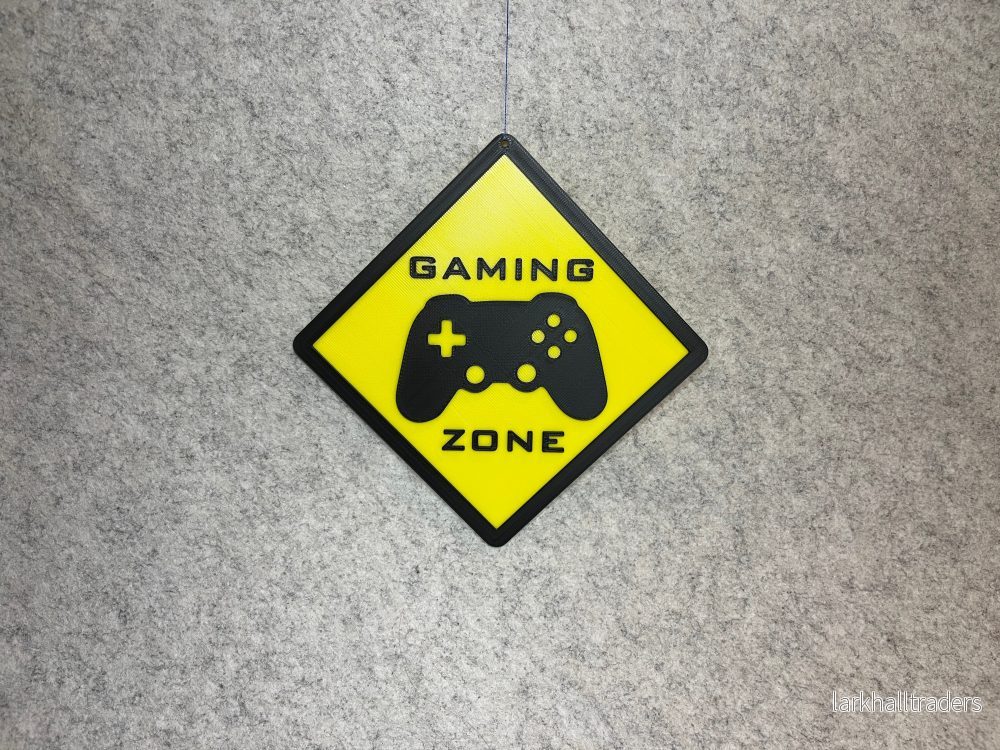 Gaming Zone väggdekor – gul romb-skylt med handkontroll - Bild 3