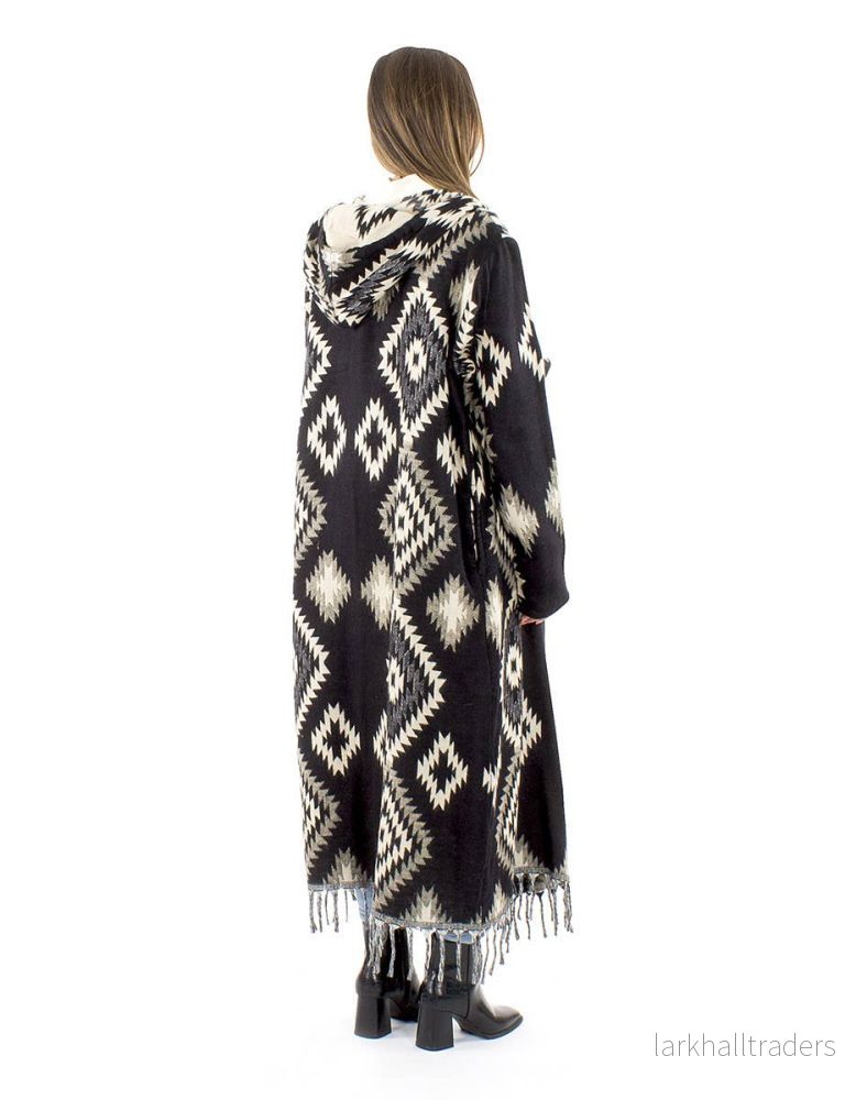 Ponchokappa med fransar Black & Ivory - Bild 3