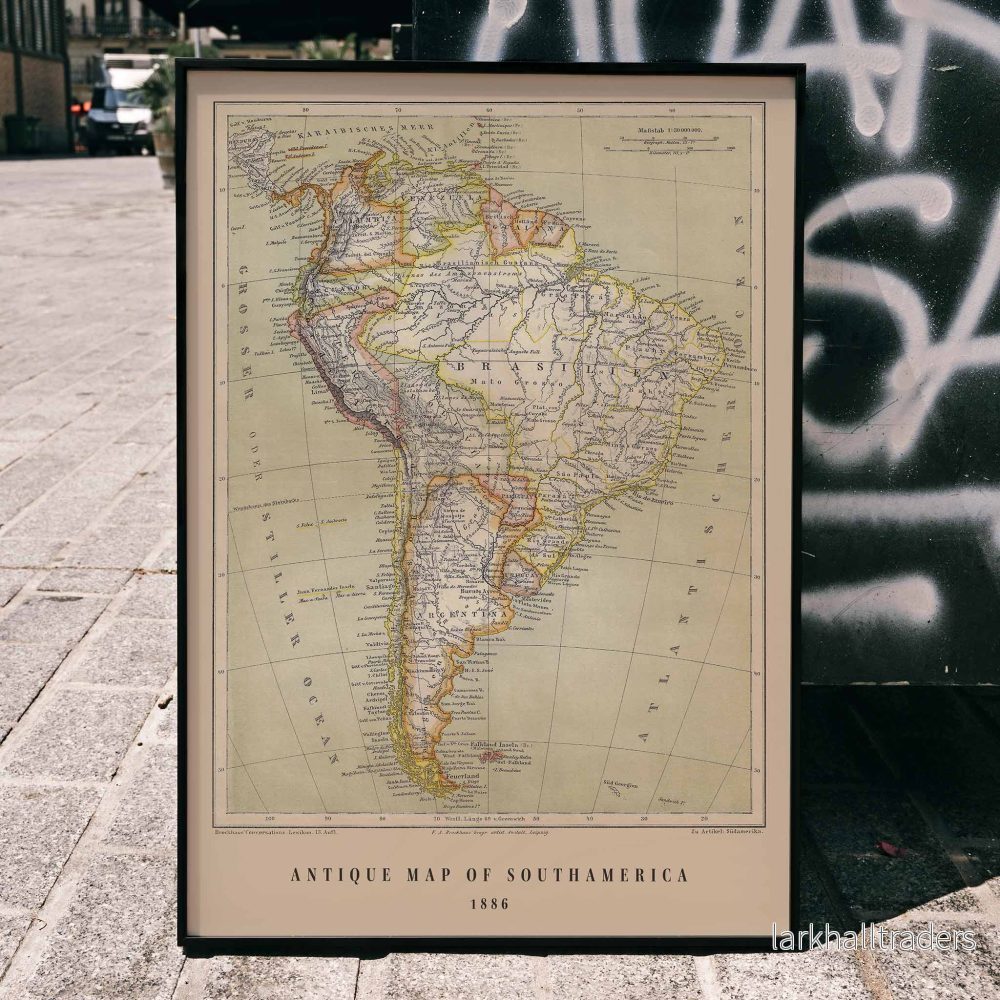 Antik karta över Brasilien Poster