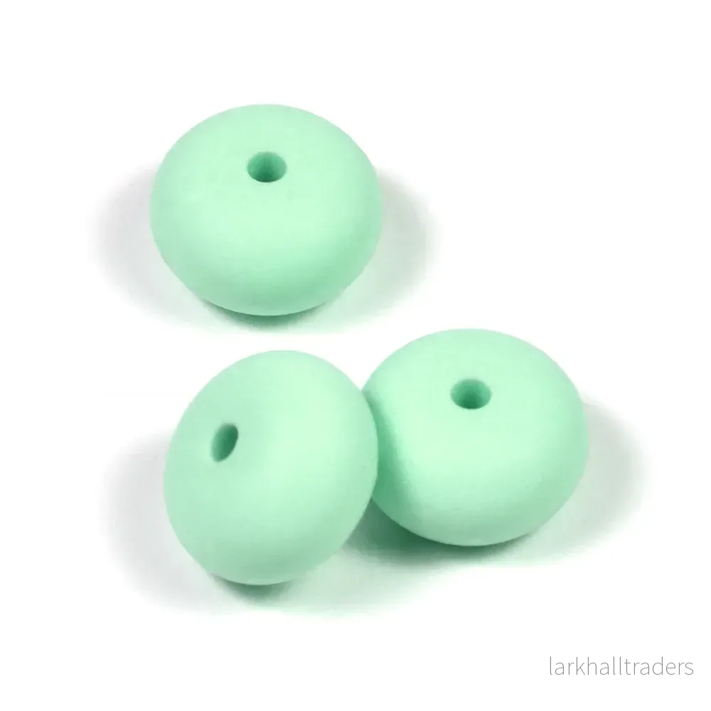 Abacus silikonpärlor, mint, 3st