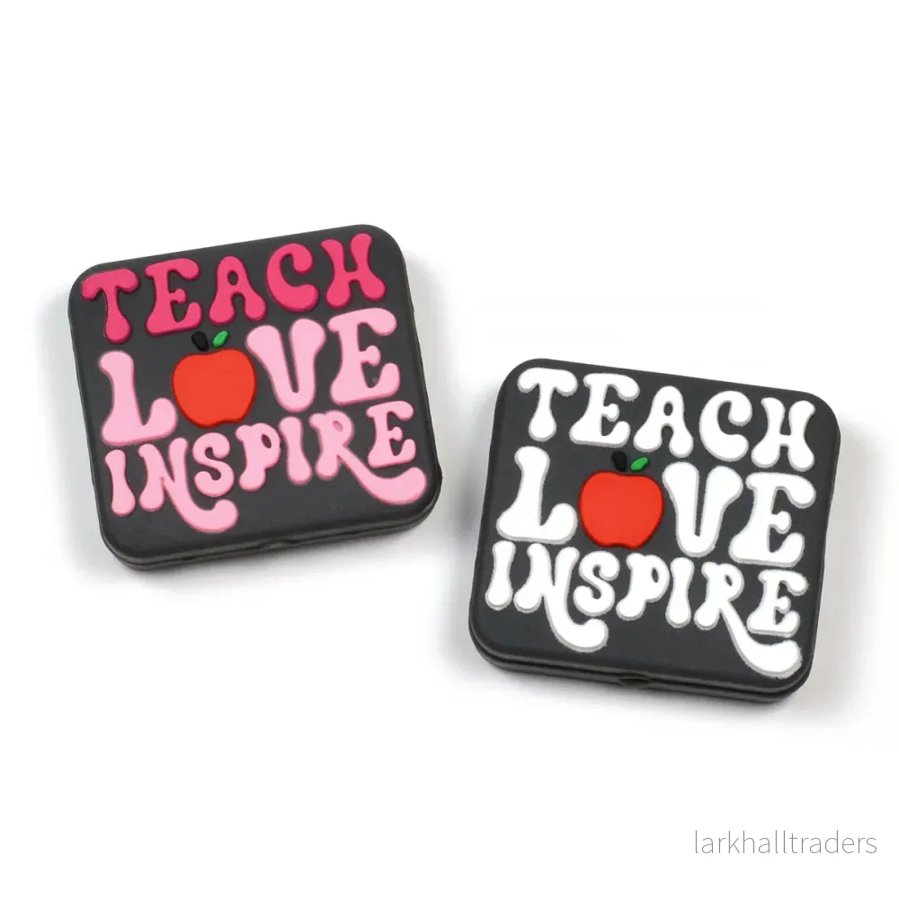 Motivpärla i silikon, ”Teach Love Inspire”