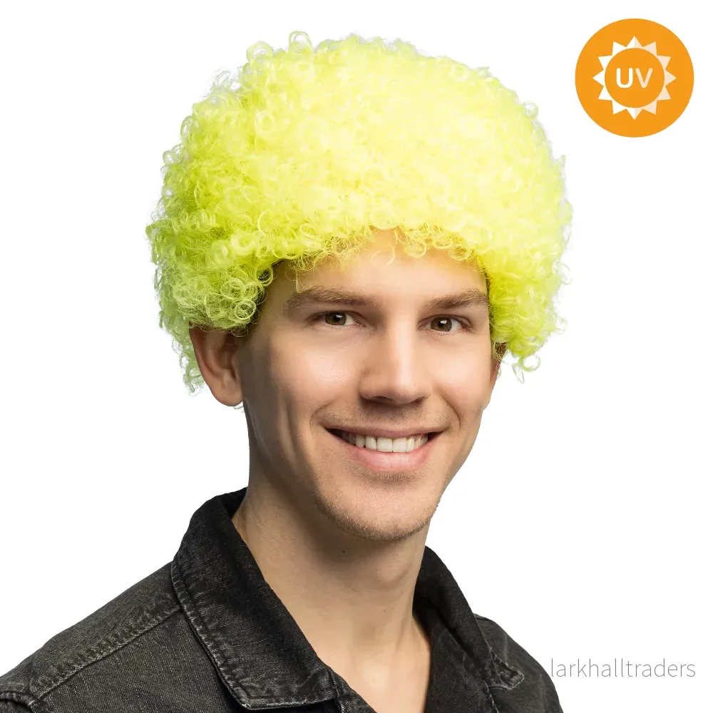 Peruk, curly neon gul - Bild 2